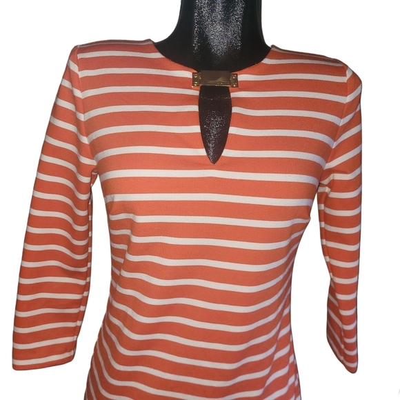 Michael Kors Orange and White Striped Sheath Dress S - Picture 2 of 7